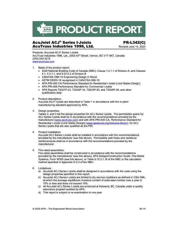 Canadian APA Product Report
